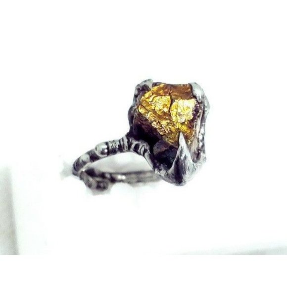 Chalcopyrite crystal ring handmade adjustable ring - Picture 7 of 12